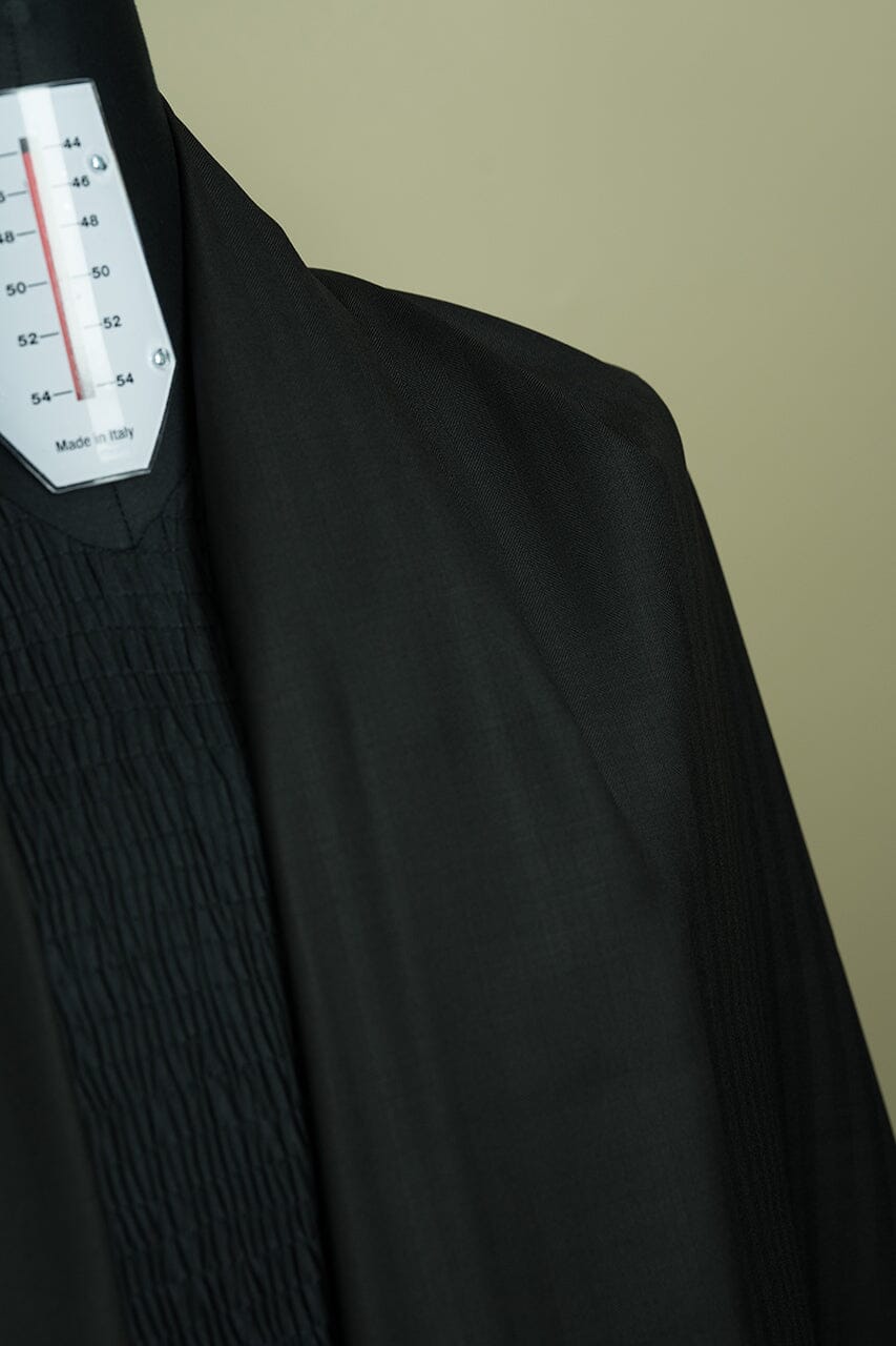 Vintage Suit Fabrics-Marzoni V23416 Marzoni Black Herringbone Wool Suiting -3m