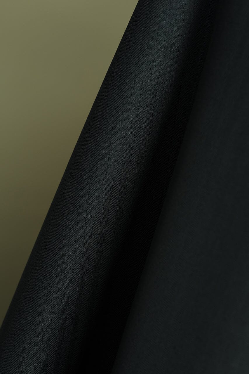 Vintage Suit Fabrics-Marzoni V23417 Marzoni Black Herringbone Wool Silk Cashmere Suiting -3m