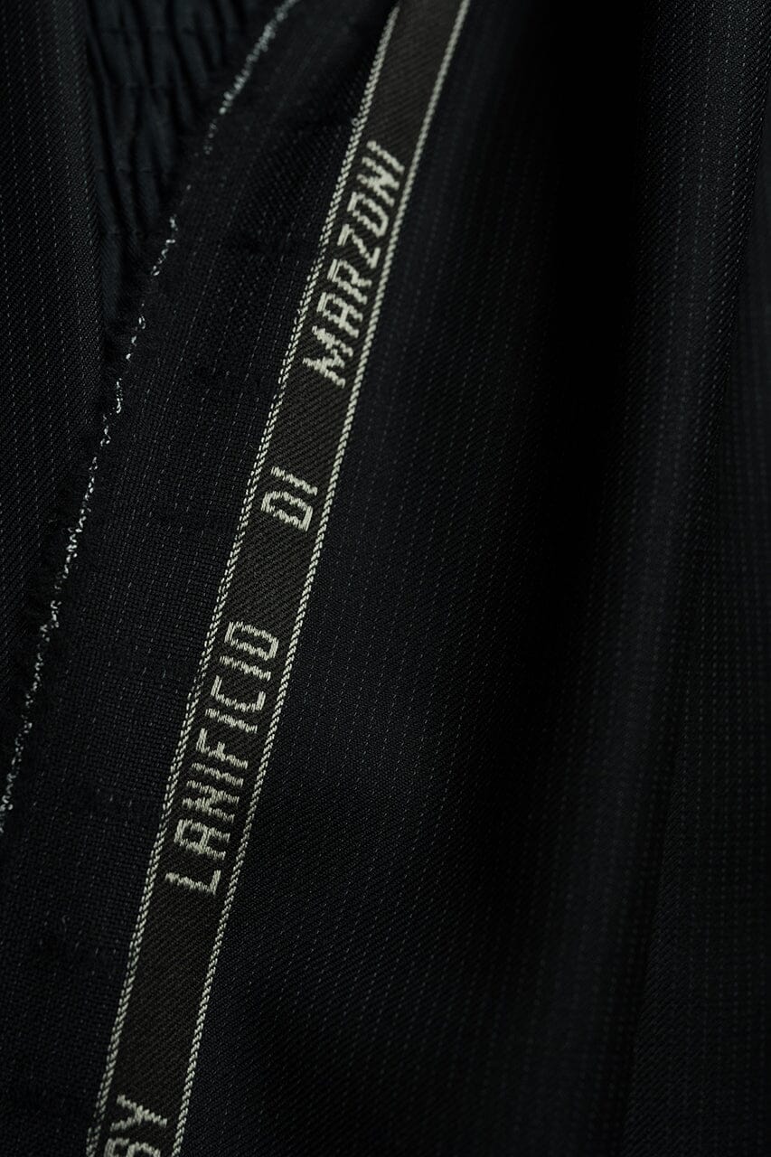 Vintage Suit Fabrics-Marzoni V23419 Marzoni Black Stripe Wool Suiting -3m