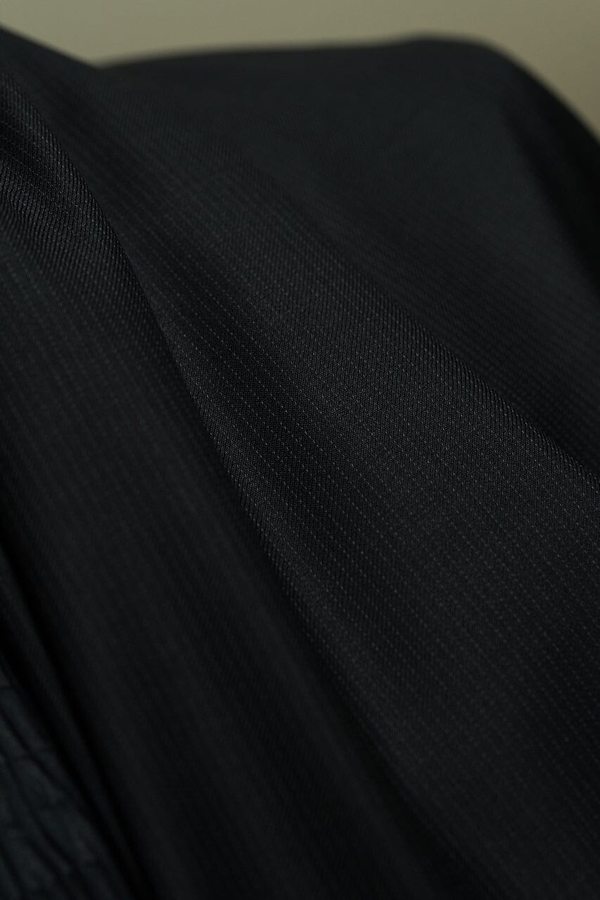 Vintage Suit Fabrics-Marzoni V23419 Marzoni Black Stripe Wool Suiting -3m