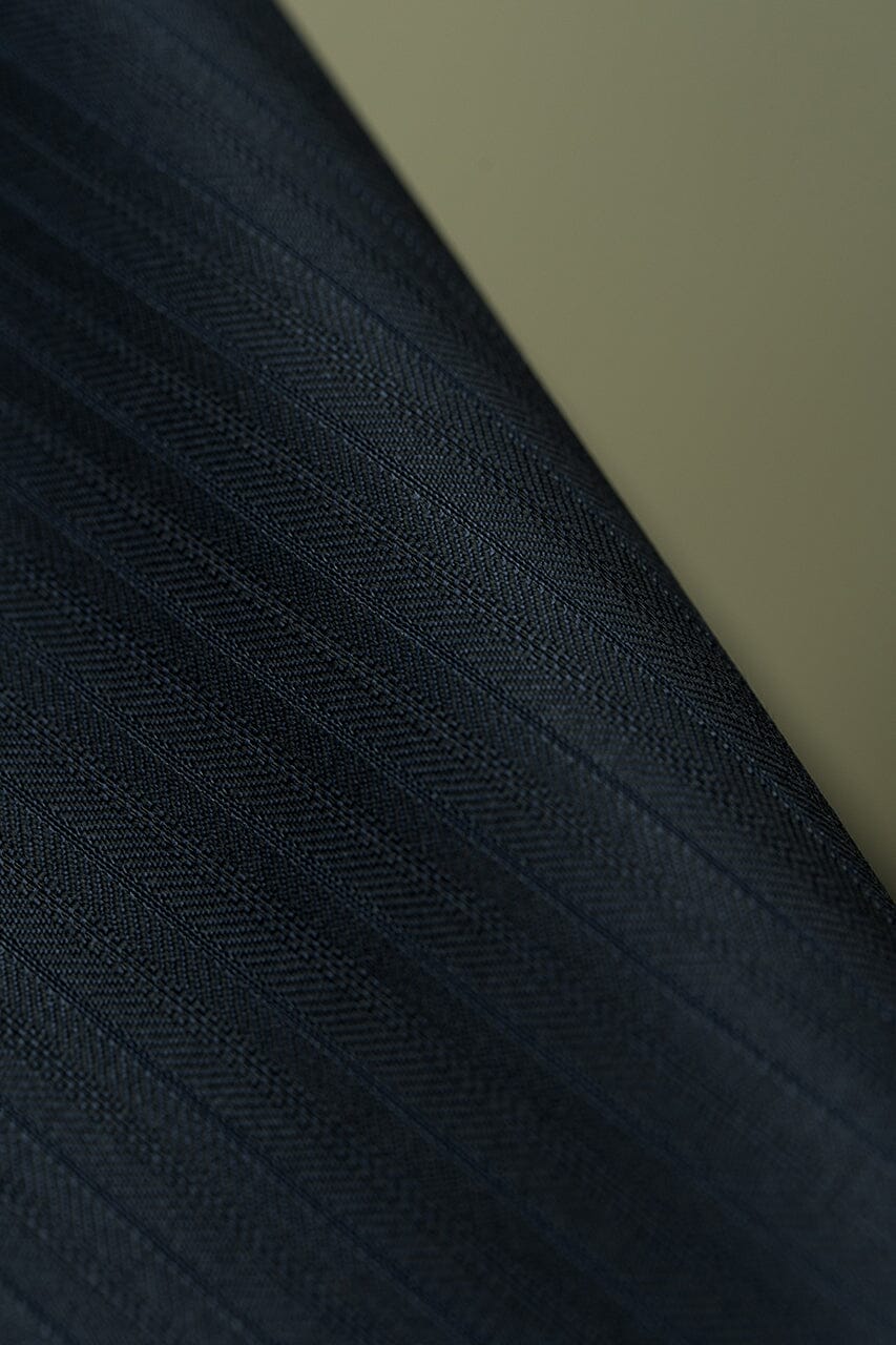 Vintage Suit Fabrics-Marzoni V23421 Marzoni Navy Herringbone Wool Suiting -3.1m