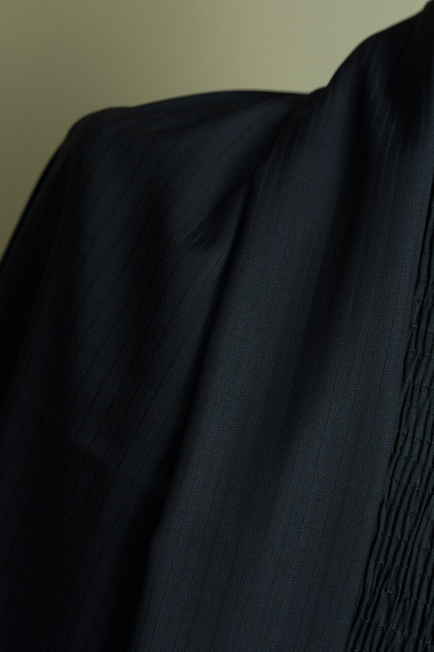 Vintage Suit Fabrics-Marzoni V23421 Marzoni Navy Herringbone Wool Suiting -3.1m