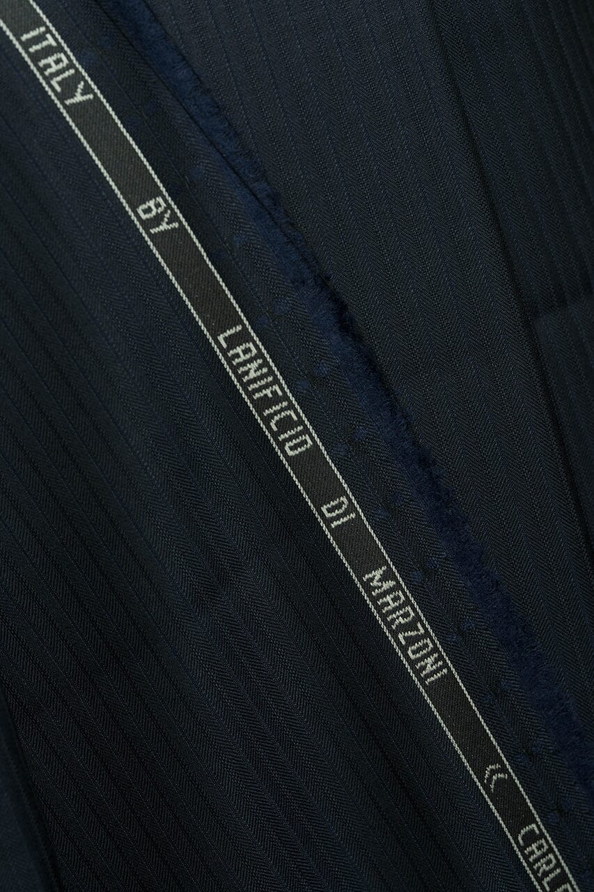 Vintage Suit Fabrics-Marzoni V23421 Marzoni Navy Herringbone Wool Suiting -3.1m