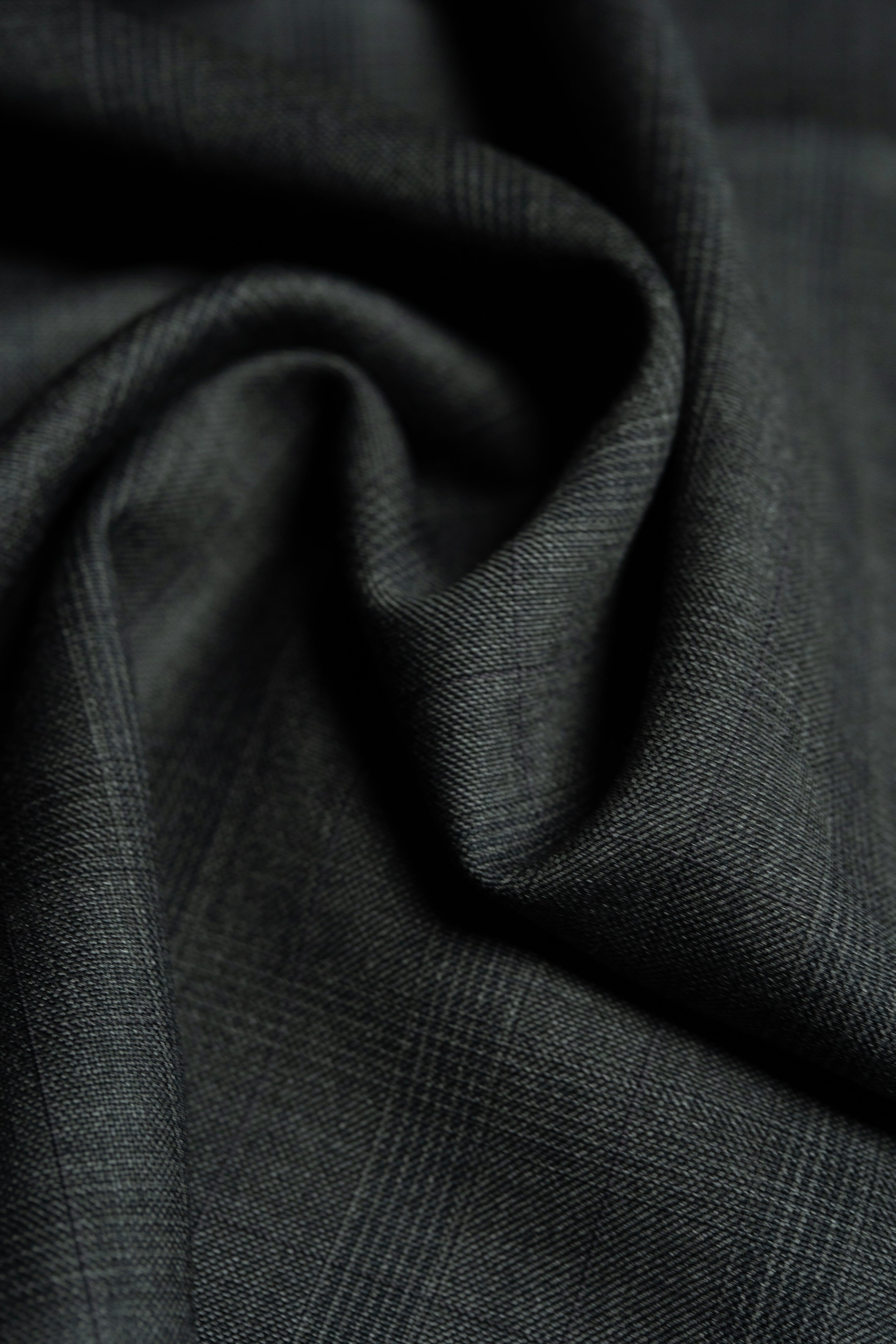 Modern Suit Fabrics-reda 730221 Reda Charcoal Glen Plaid Super 130's Wool Suiting - 2.9m