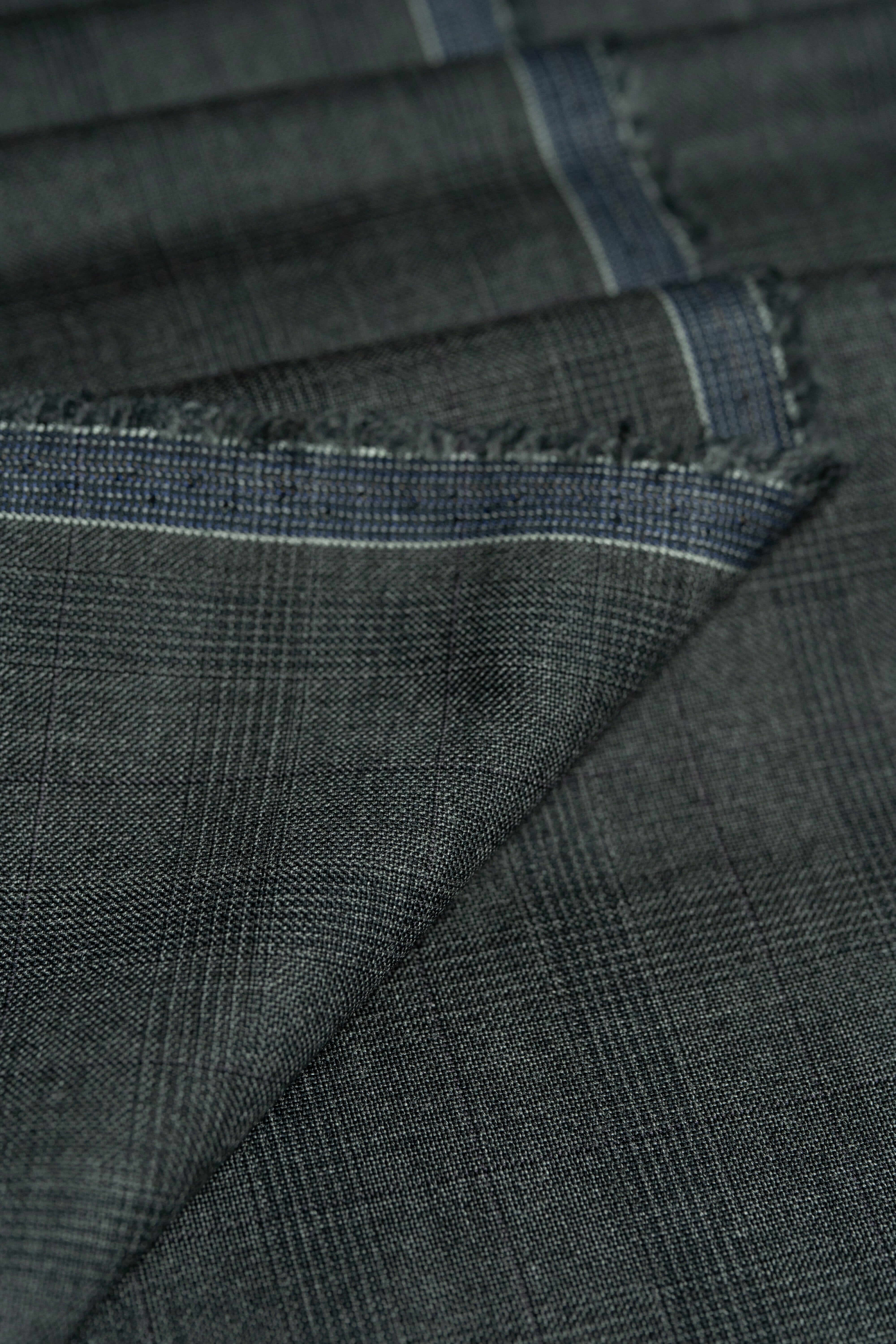 Modern Suit Fabrics-reda 730221 Reda Charcoal Glen Plaid Super 130's Wool Suiting - 2.9m