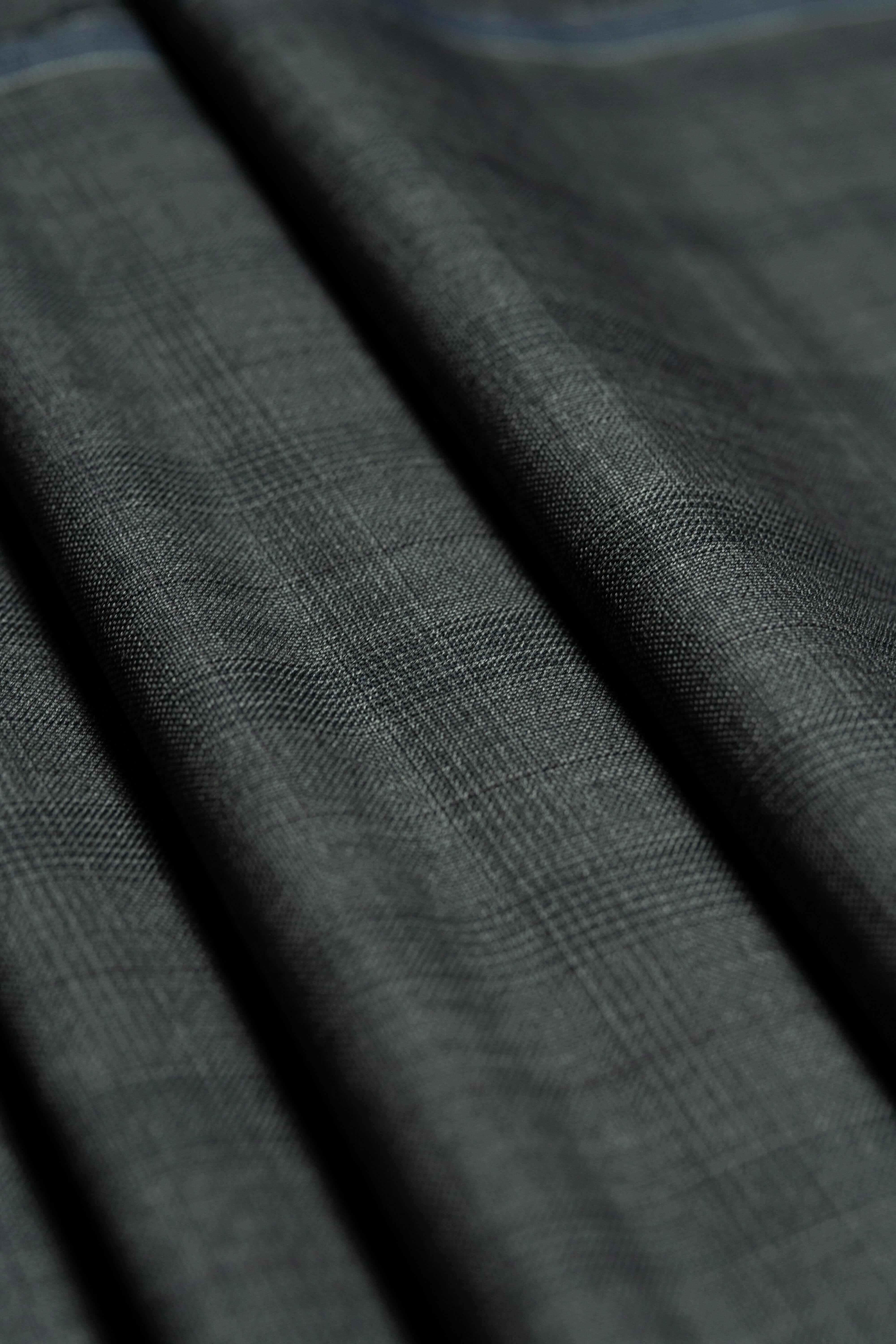 Modern Suit Fabrics-reda 730221 Reda Charcoal Glen Plaid Super 130's Wool Suiting - 2.9m