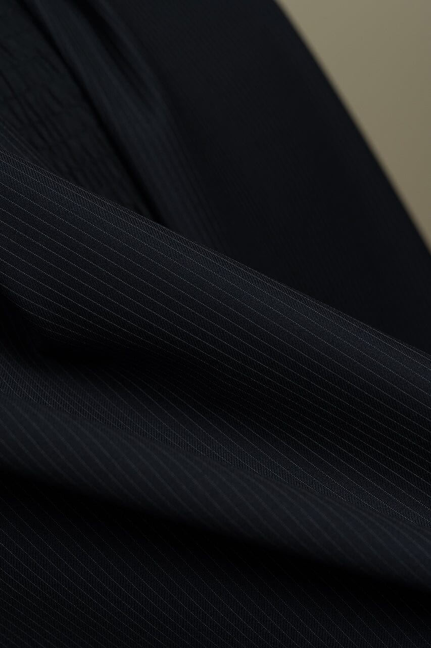 Vintage Suit Fabrics-reda V23324 Reda Black Stripe 130's Wool Suiting-3m