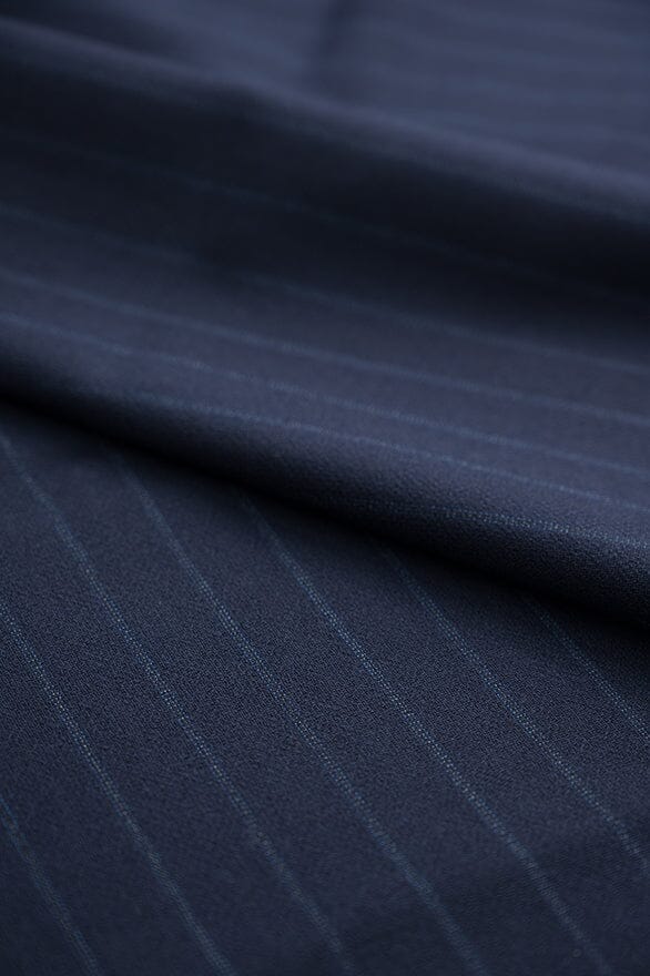 Vintage Suit Fabrics-Rikmar V20282 Blue Stripe Pure Wool Suiting -2.5m