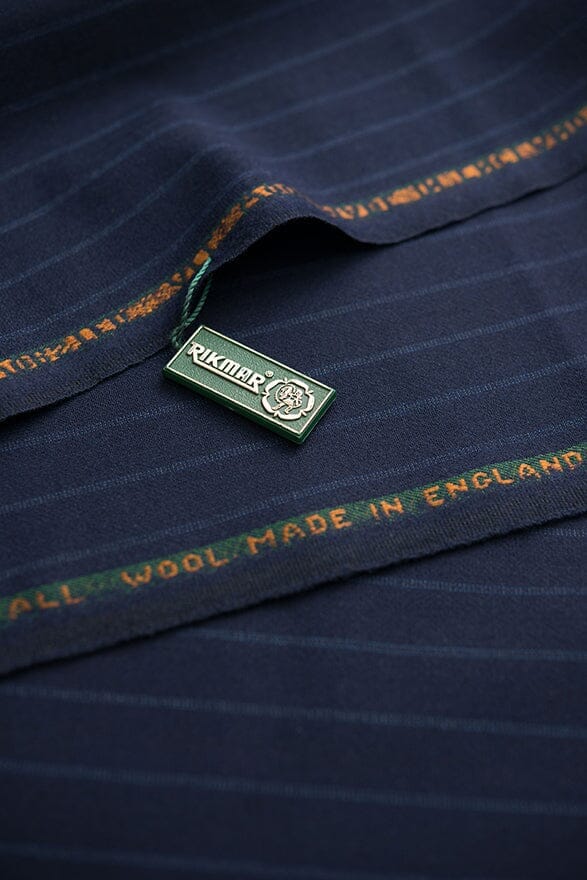 Vintage Suit Fabrics-Rikmar V20282 Blue Stripe Pure Wool Suiting -2.5m