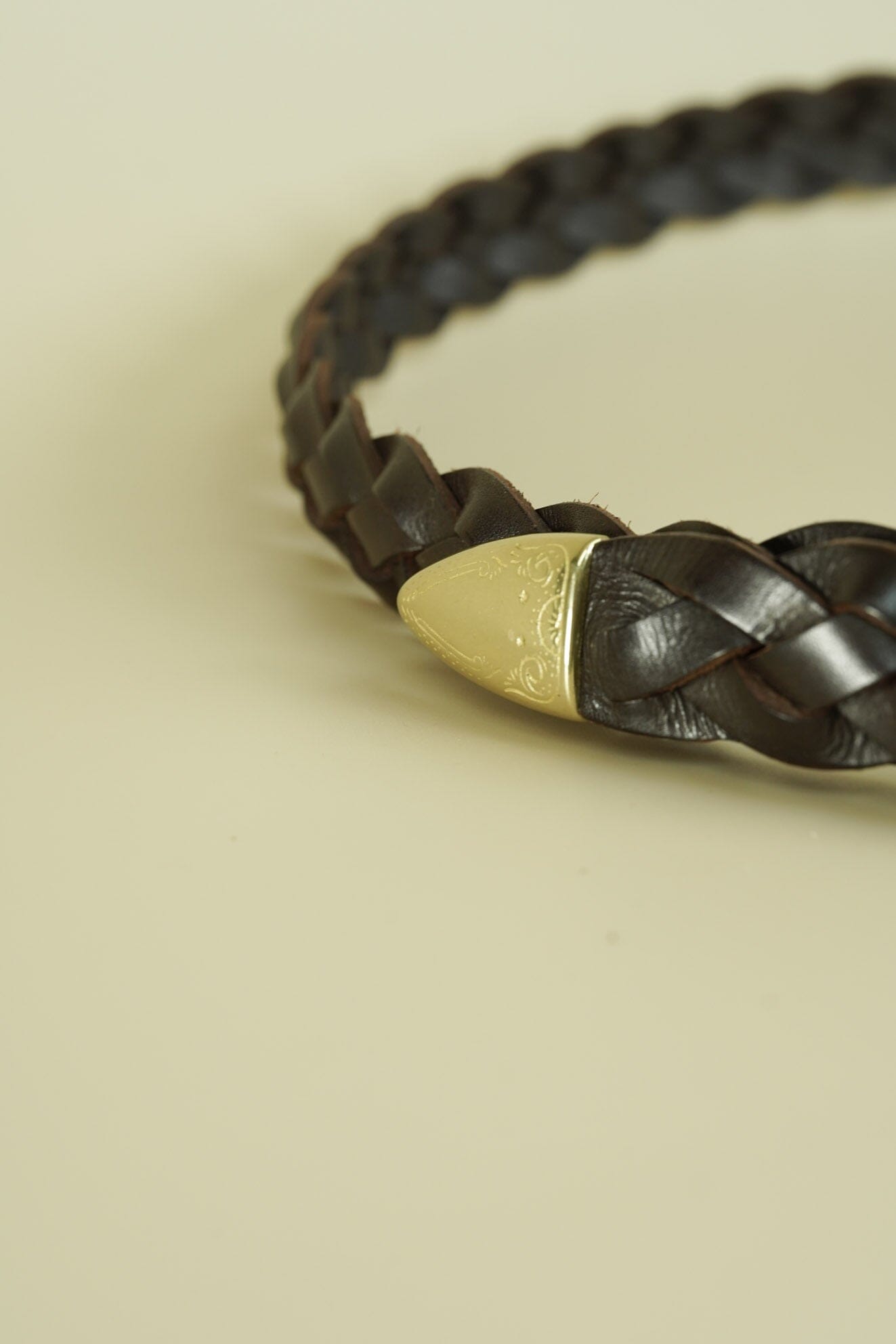 Accessories-Tiberio Ferretti Tiberio Ferretti Tanned Brown Leather Mesh-Bonze Buckle