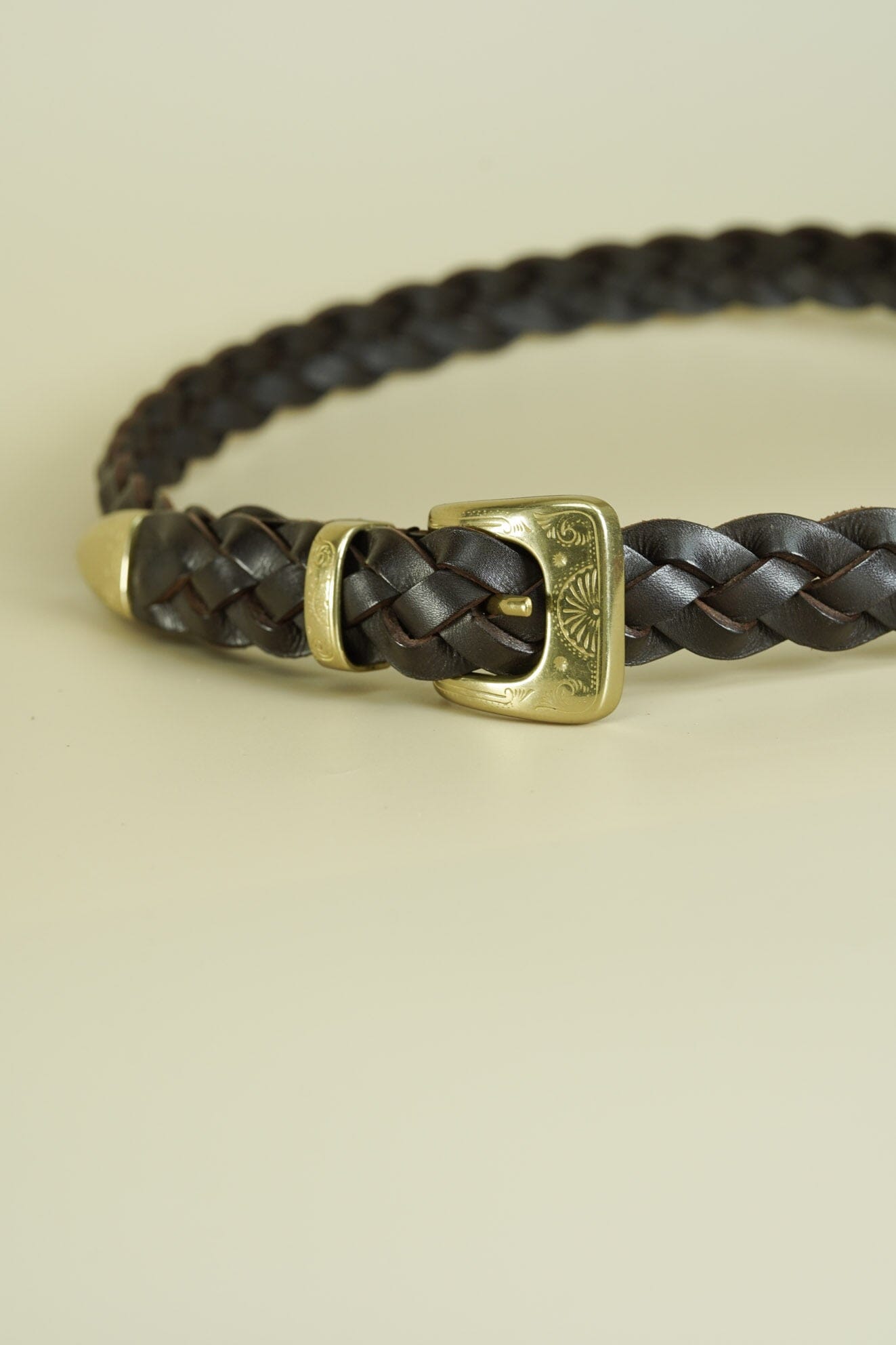 Accessories-Tiberio Ferretti Tiberio Ferretti Tanned Brown Leather Mesh-Bonze Buckle