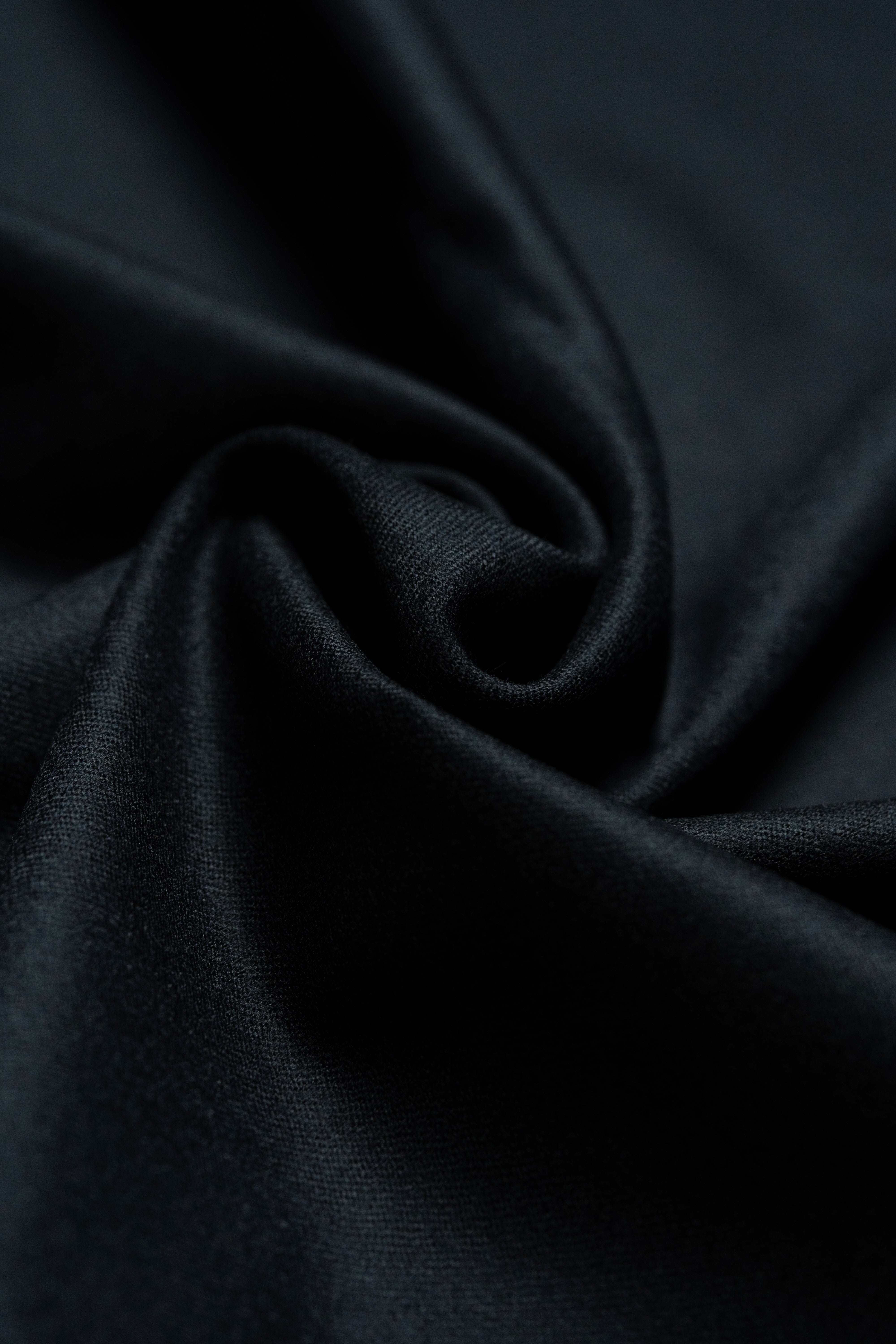 Modern Suit Fabrics-VBC GC30439 VBC Black Super 120's Flannel Trousers - 1.8m