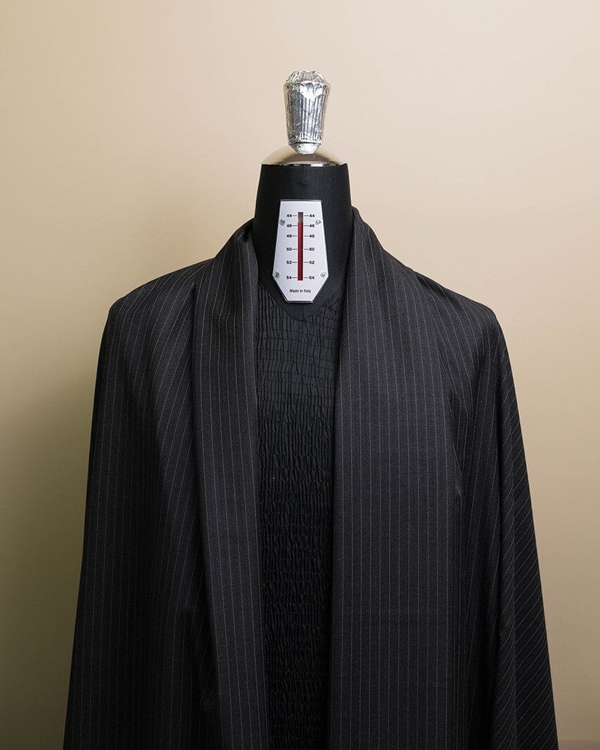 Vintage Suit Fabrics-VBC V23256 VBC Charcoal Stripe 110's Wool Suiting -3m