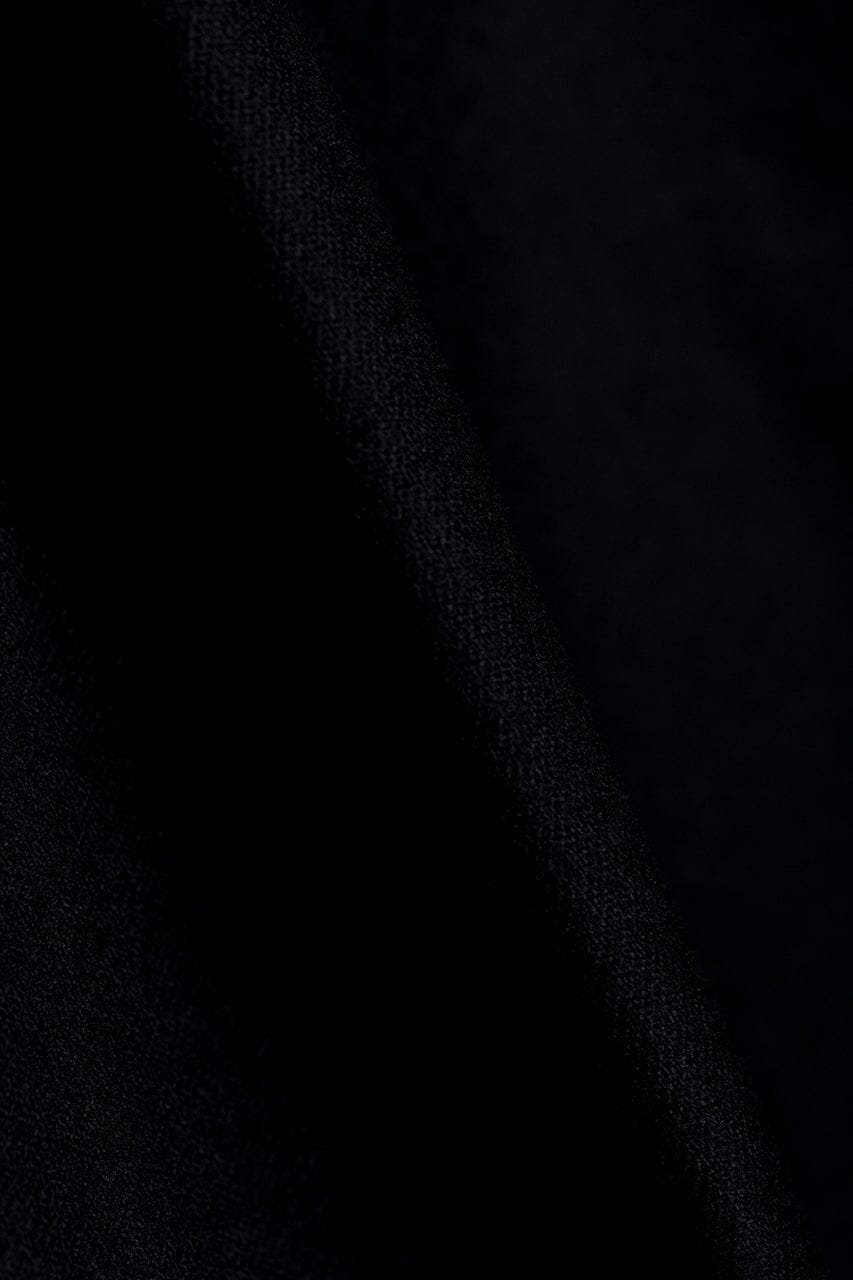 Vintage Suit Fabrics-VBC V23505 VBC Black Plain Wool Flannel Trosuering -1.6m