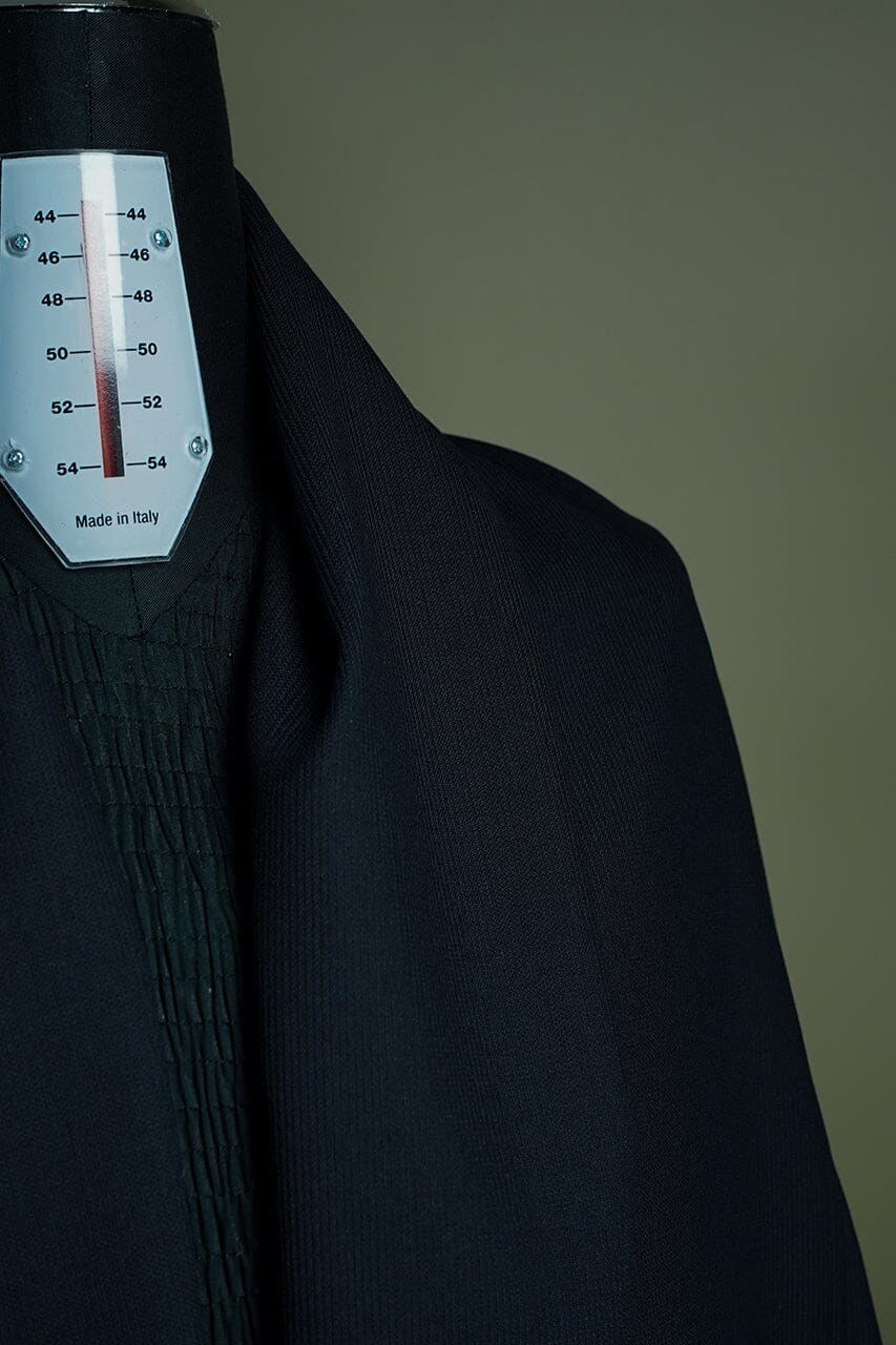 Vintage Suit Fabrics-Vintage V20041 Navy Stipe Wool Suiting -1.9m