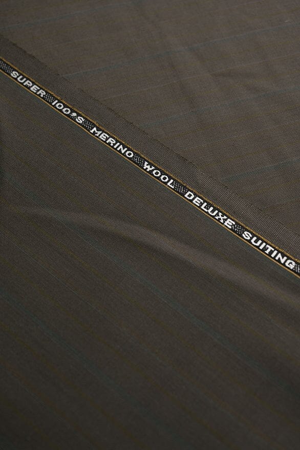 Vintage Suit Fabrics-Vintage V20398 Milky Brown Stripe Pure Wool -1.5m
