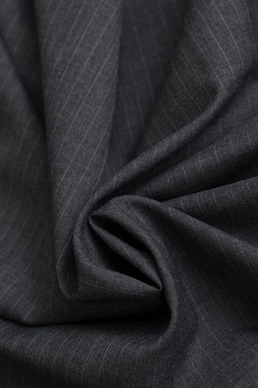 Vintage Suit Fabrics-Vintage V23002 Charcoal Stripe 130's Wool & Cashemere Suiting -3m