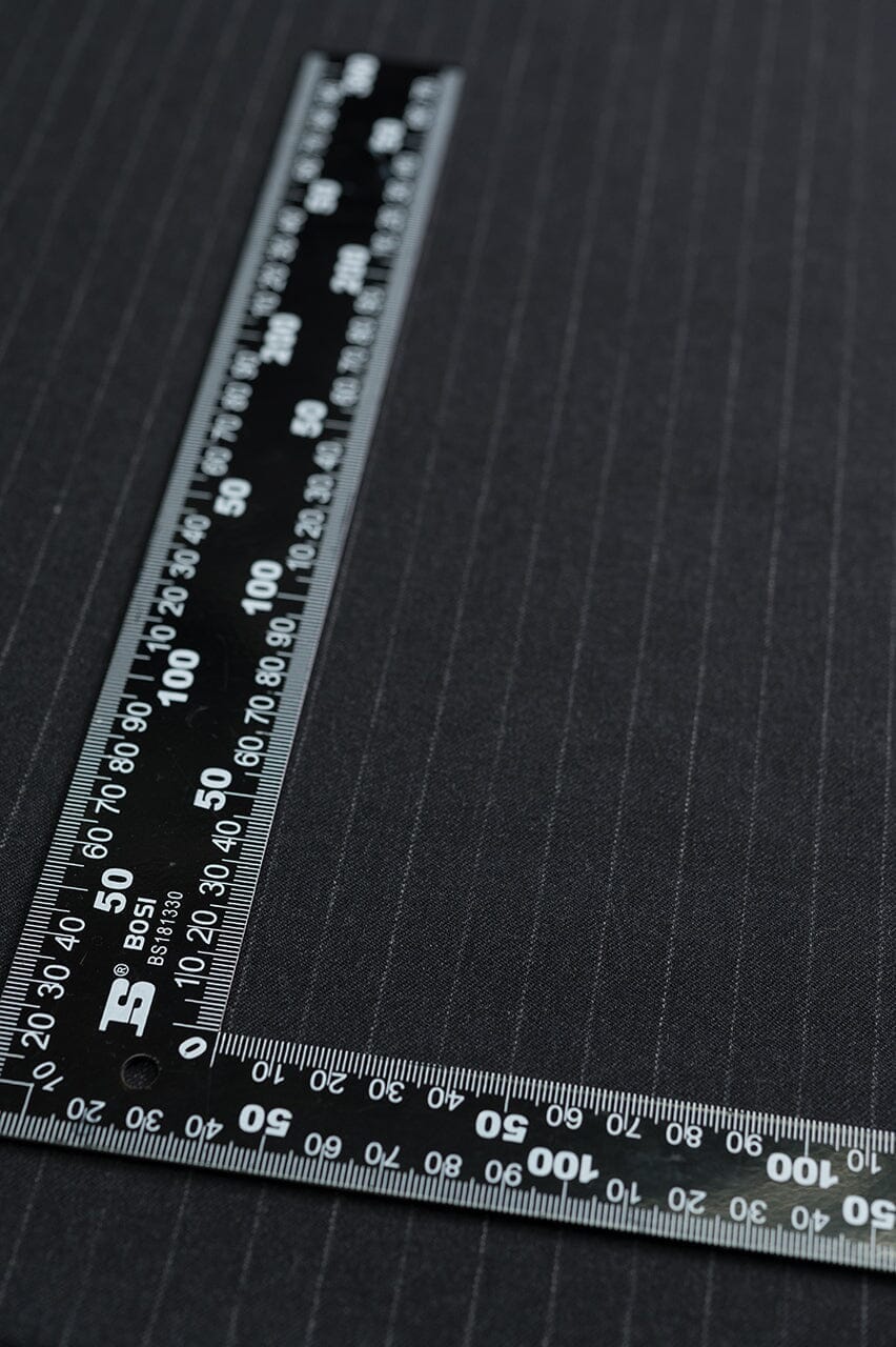 Vintage Suit Fabrics-Vintage V23034 Charcoal Supperfine Stripe Wool Suiting -2.2m