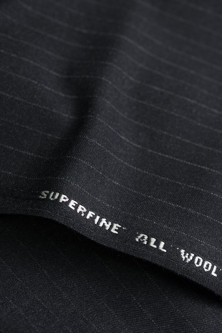 Vintage Suit Fabrics-Vintage V23034 Charcoal Supperfine Stripe Wool Suiting -2.2m