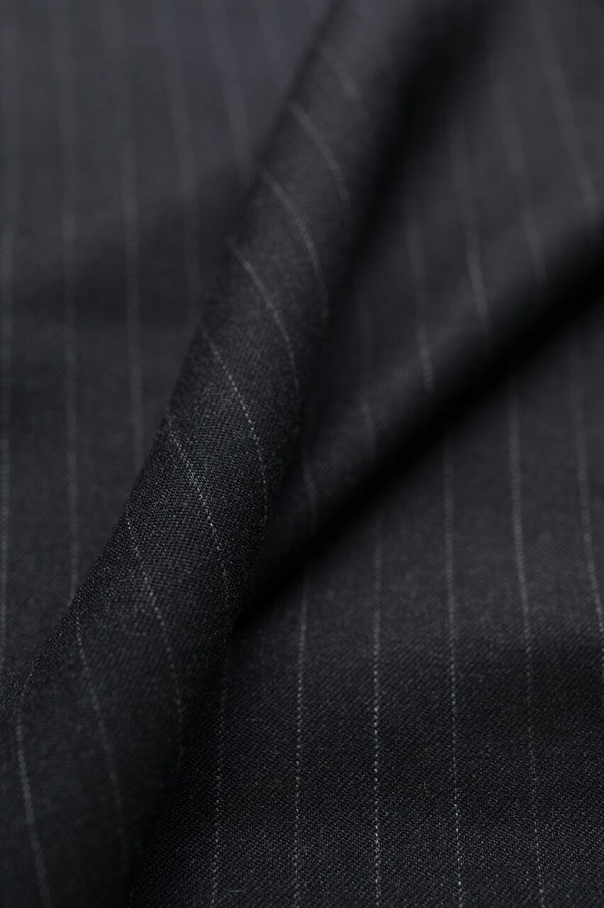 Vintage Suit Fabrics-Vintage V23034 Charcoal Supperfine Stripe Wool Suiting -2.2m