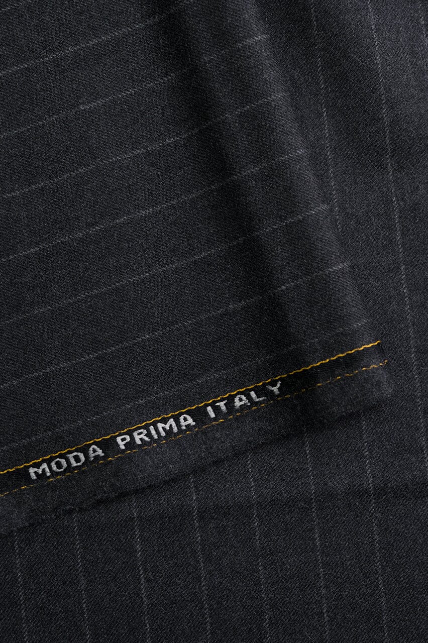 Vintage Suit Fabrics-Vintage V23071 Grey Stripe Cashmere Wool Suiting -3m