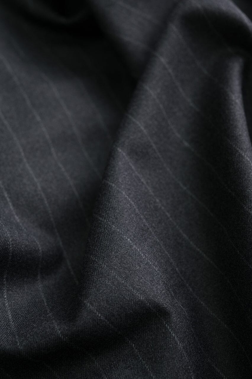 Vintage Suit Fabrics-Vintage V23071 Grey Stripe Cashmere Wool Suiting -3m