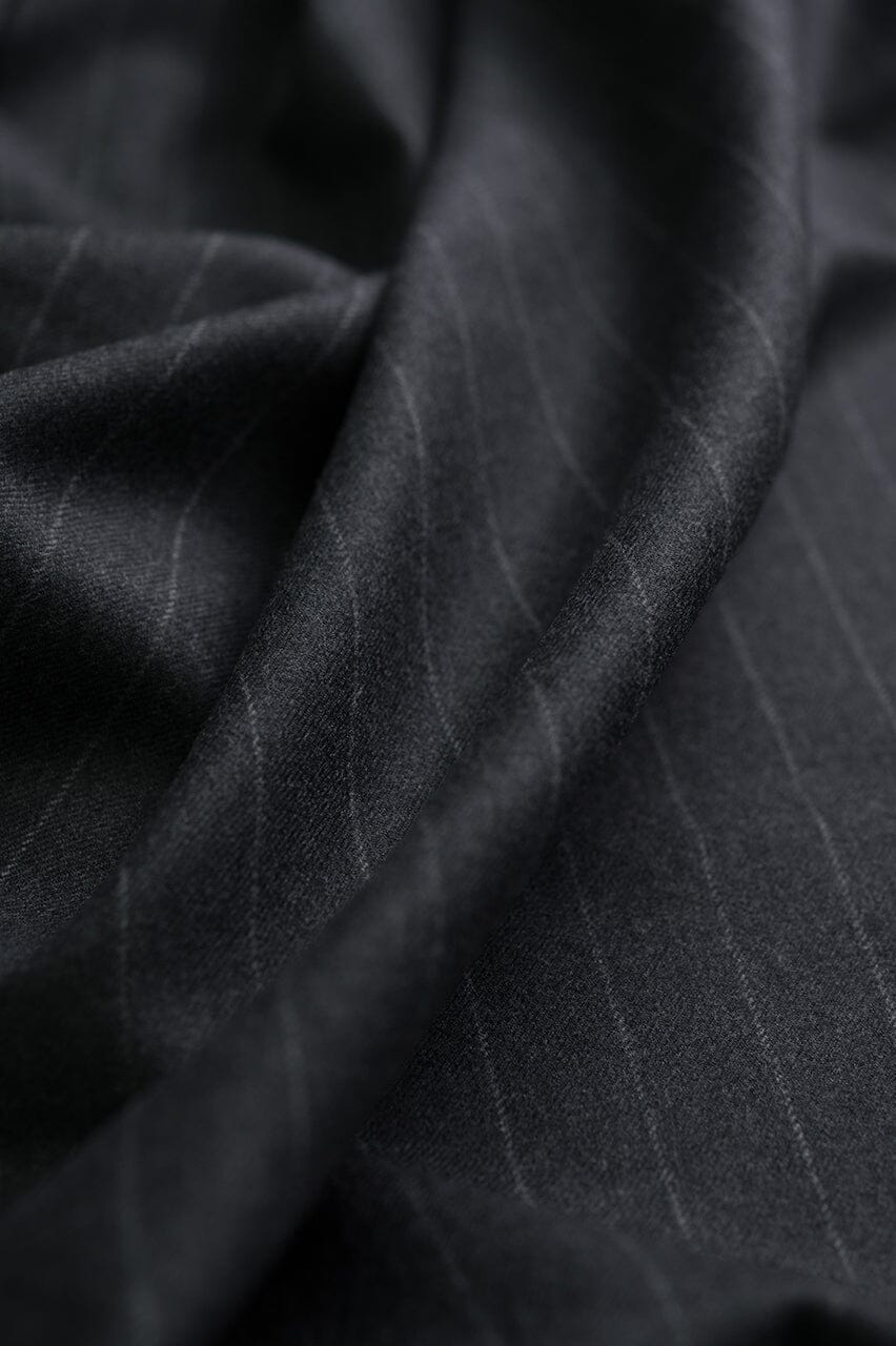 Vintage Suit Fabrics-Vintage V23071 Grey Stripe Cashmere Wool Suiting -3m
