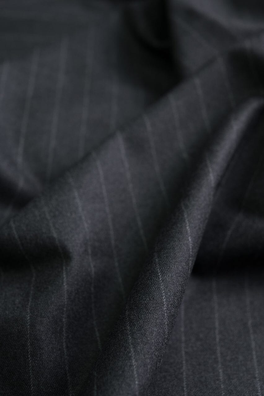Vintage Suit Fabrics-Vintage V23071 Grey Stripe Cashmere Wool Suiting -3m