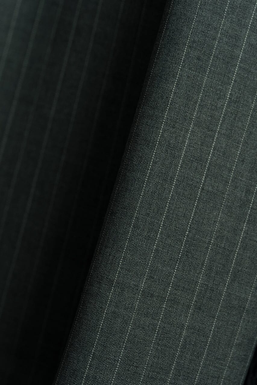 Vintage Suit Fabrics-Vintage V23106 Charcoal Stripe Terylene Wool Suiting -2.8m