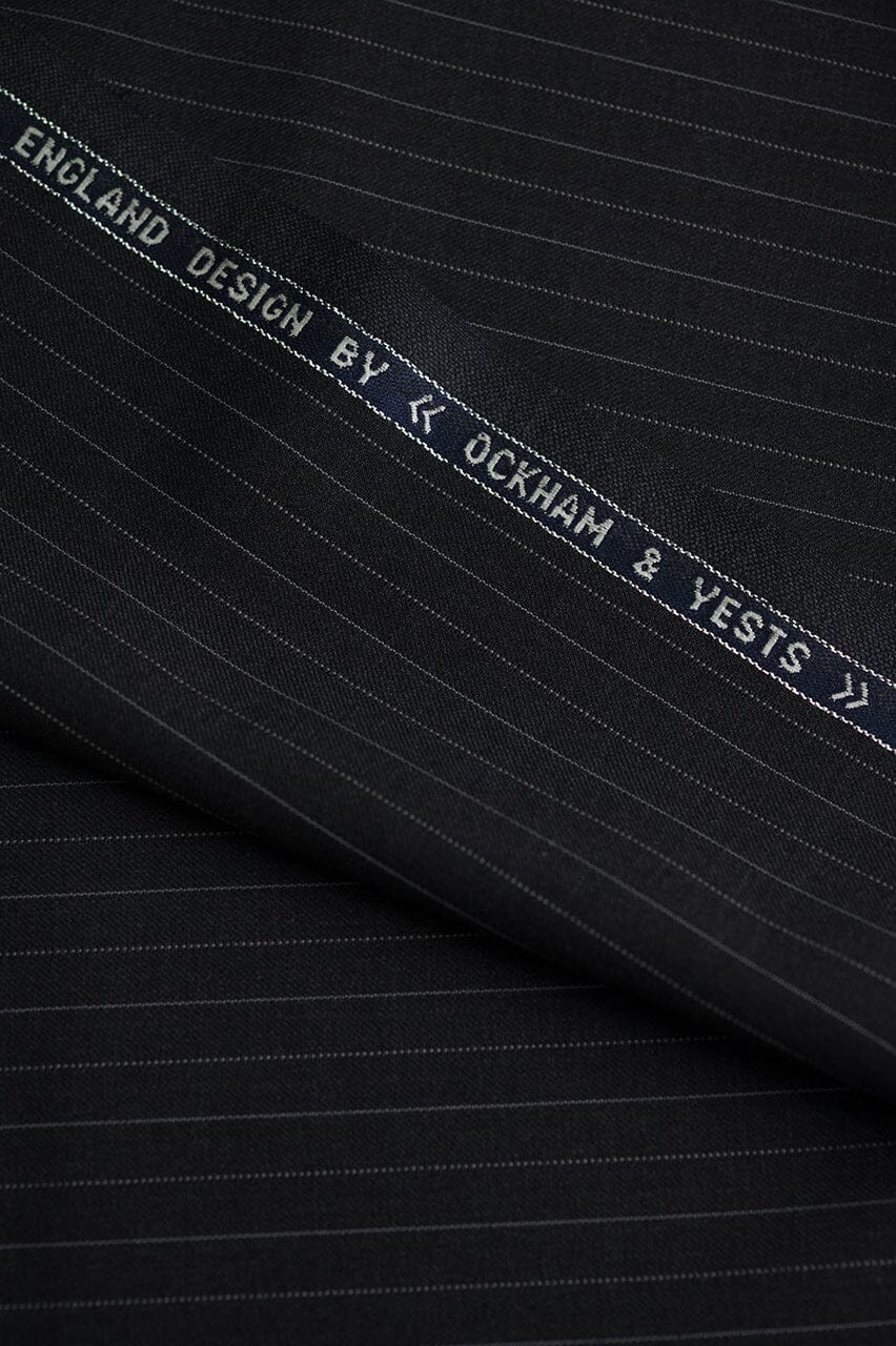 Vintage Suit Fabrics-Vintage V23120 Charcoal Pinstripe Wool Suiting -3m