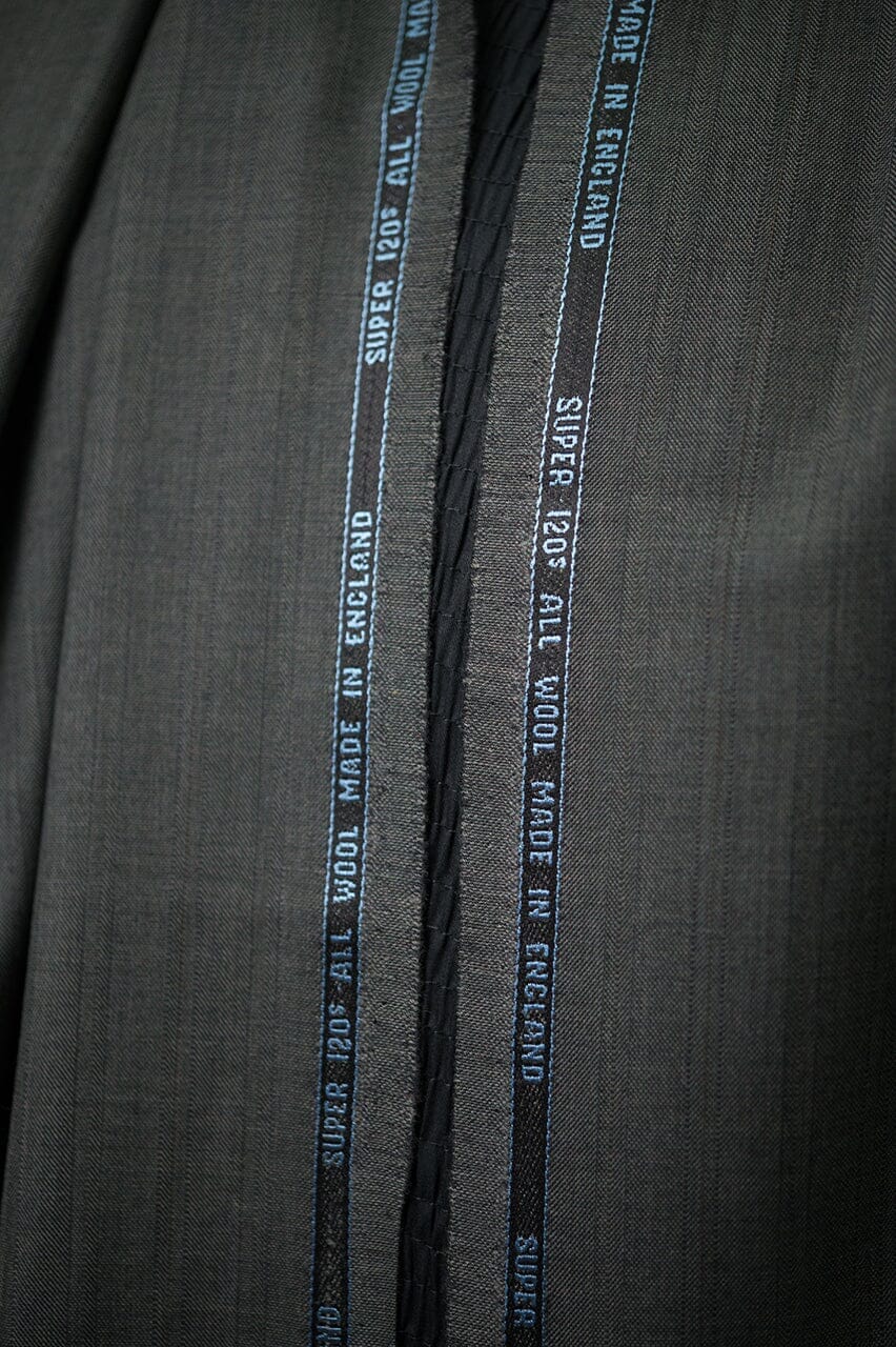 Vintage Suit Fabrics-Vintage V23160 Grey Herringbone 120's Wool Suiting -2.6m