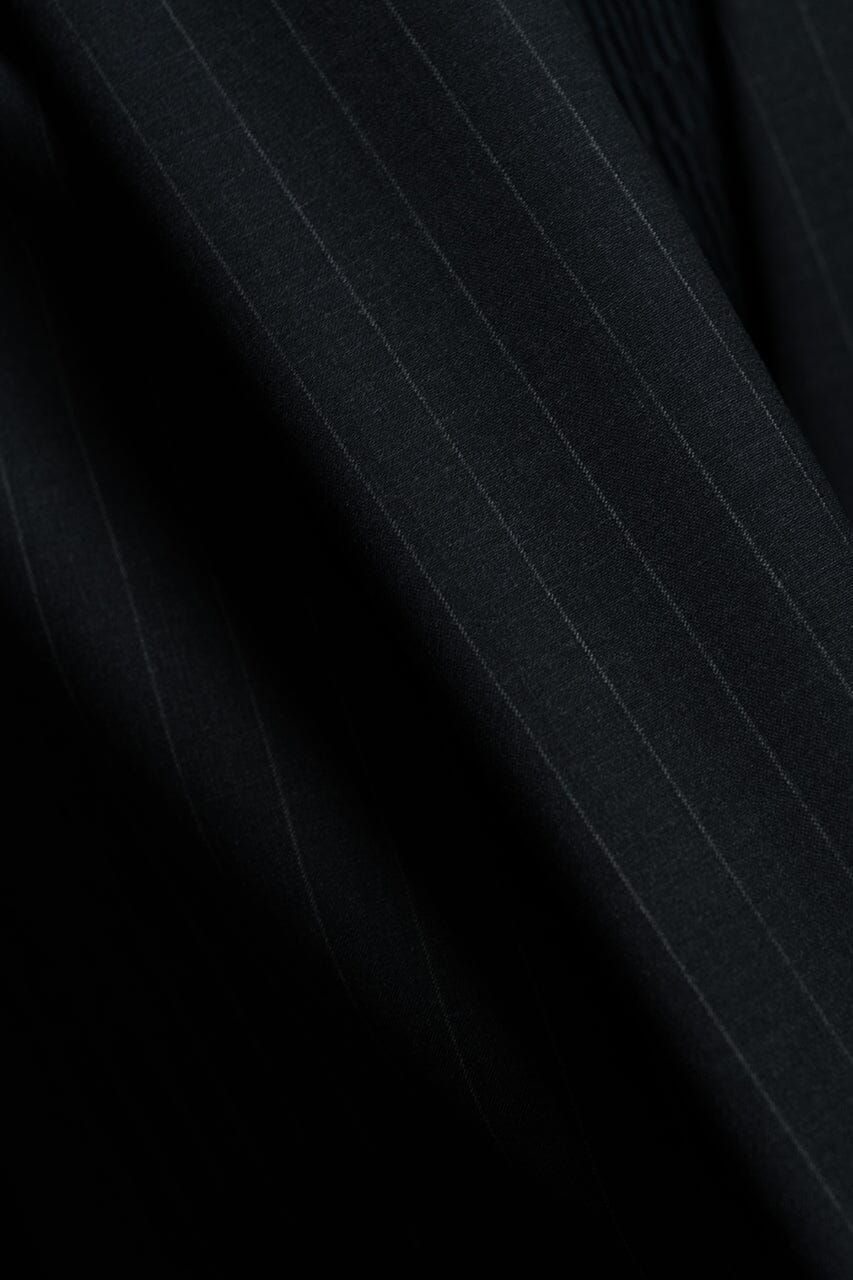 Vintage Suit Fabrics-Vintage V23525 Black Stipe Wool Cashmere Suiting -3.2m