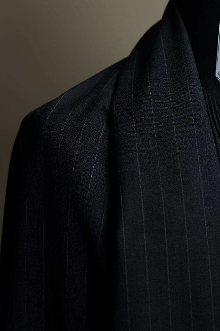 Vintage Suit Fabrics-Vintage V23525 Black Stipe Wool Cashmere Suiting -3.2m