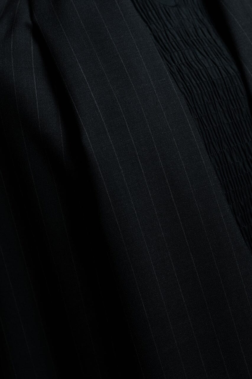 Vintage Suit Fabrics-Vintage V23525 Black Stipe Wool Cashmere Suiting -3.2m