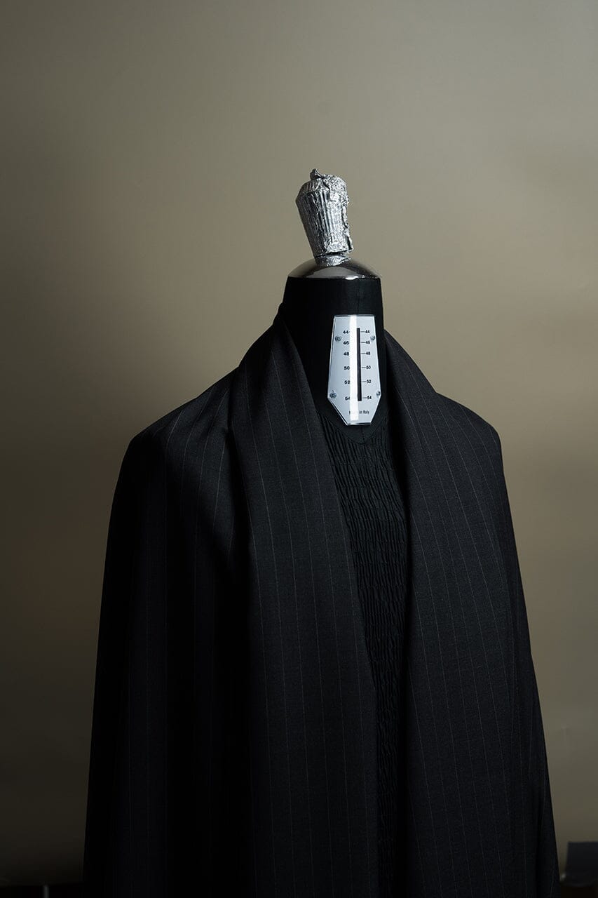 Vintage Suit Fabrics-Vintage V23525 Black Stipe Wool Cashmere Suiting -3.2m