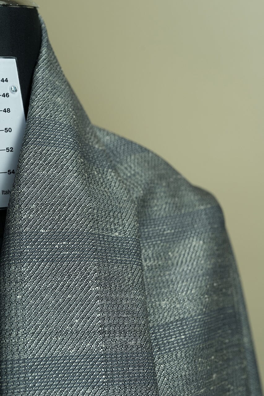 Vintage Suit Fabrics-Vintage V23528 VBC Grey Check Slik Wool Suiting -3.7m