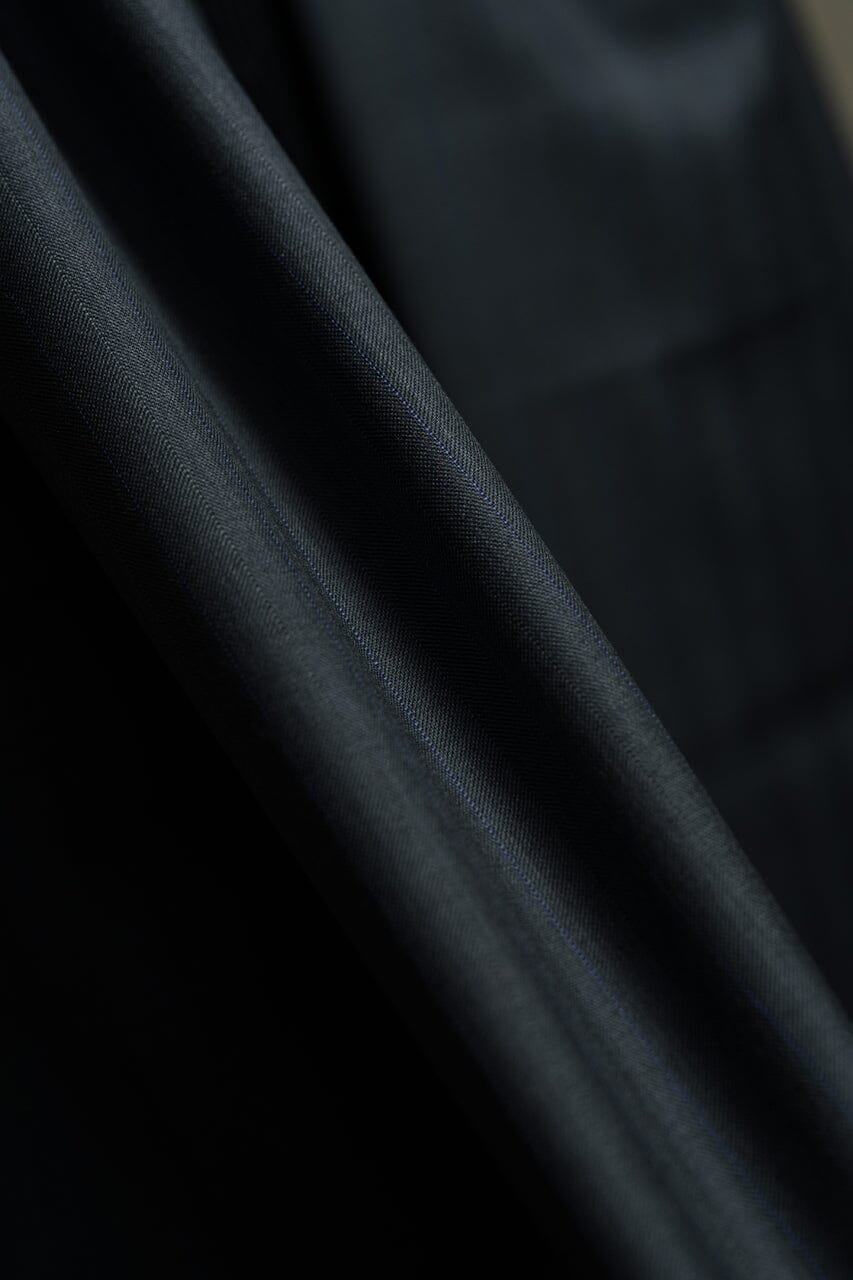 Vintage Suit Fabrics-Vintage V23543 Charcoal Stripe 150's Wool Silk Suiting -3.1m