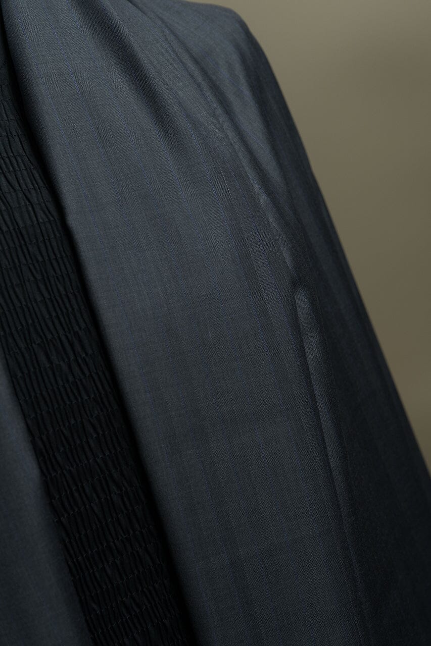 Vintage Suit Fabrics-Vintage V23543 Charcoal Stripe 150's Wool Silk Suiting -3.1m