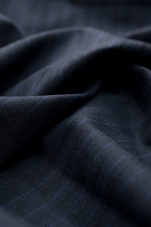 Vintage Suit Fabrics-Wain Shiell V20362 Wain Shiell Blue Stripe Pure Wool Jacketing -1.8m