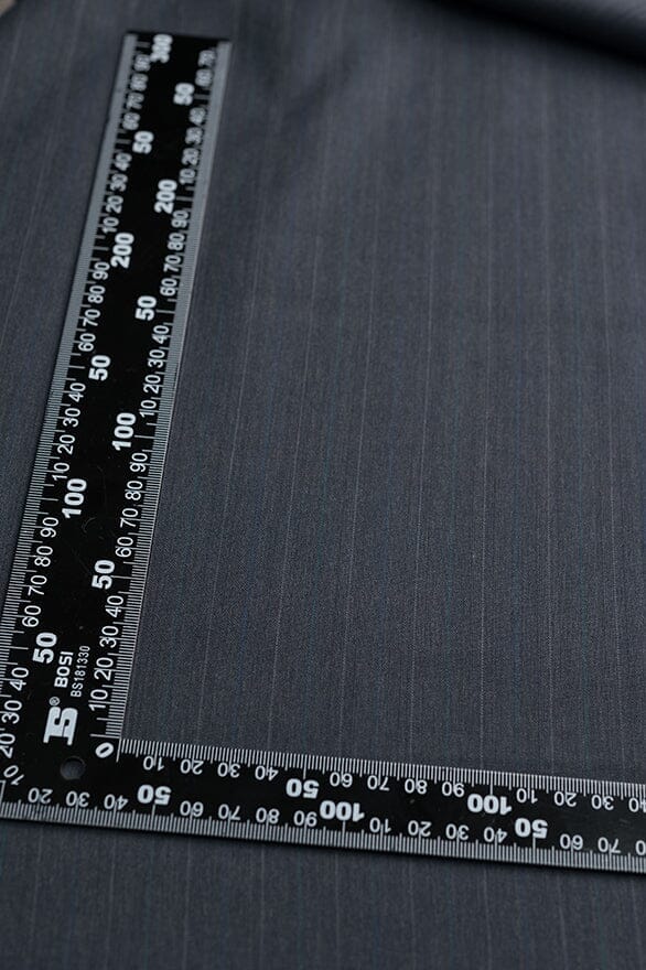 Vintage Suit Fabrics-Wain Shiell V20406 Wain Shiell Charcoal Stripe 120s Wool - 2.9m