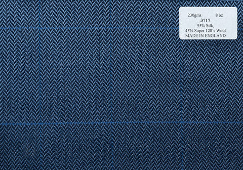 3717 Slate Blue Herringbone with Blue Overcheck (Price per0.25m)