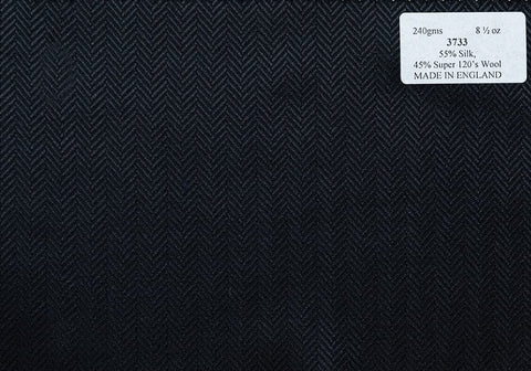 3733 Solid Black Herringbone (Price per0.25m)