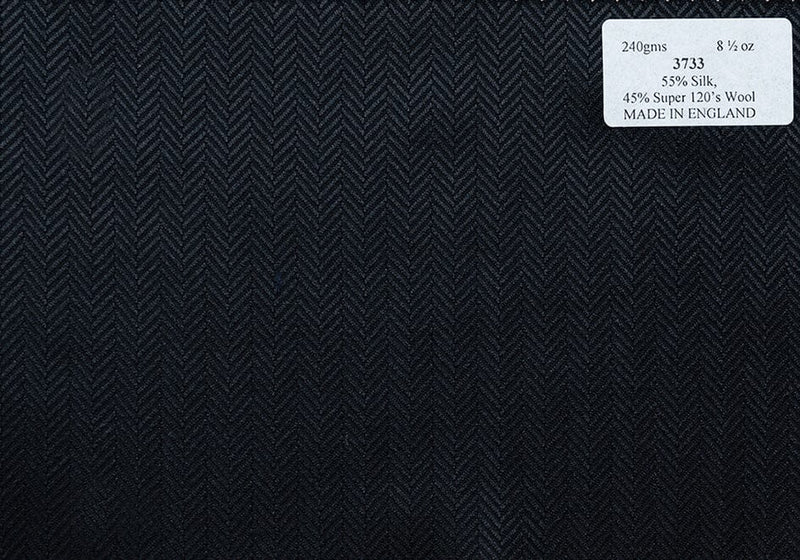 3733 Solid Black Herringbone (Price per0.25m)