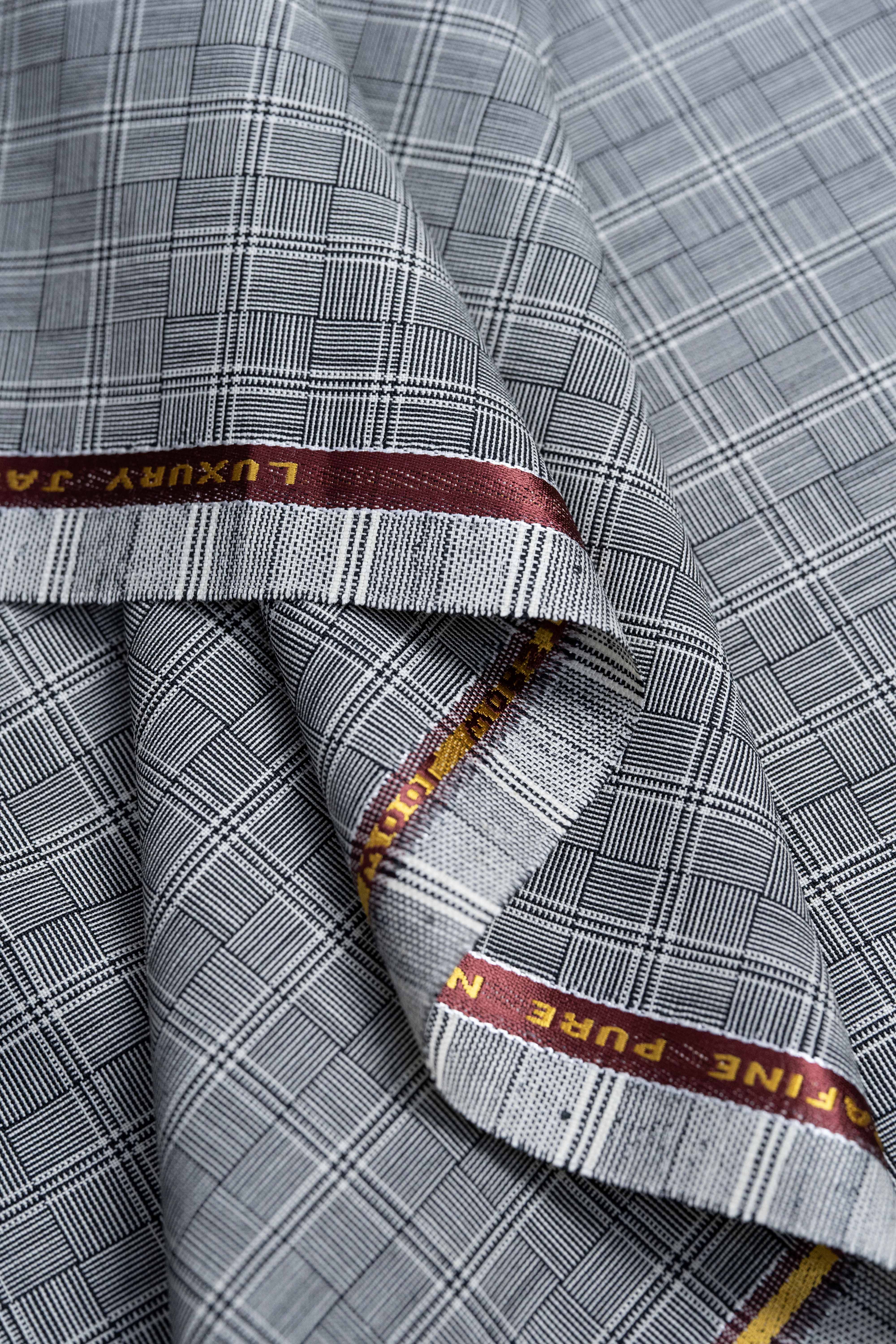 Barrington Panama Weave Black & White Check Wool Jacketing - 1.8 Meters