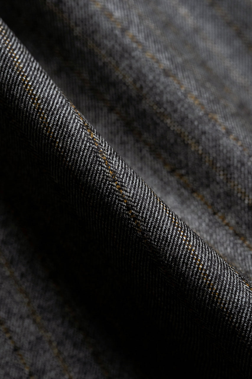 Brown Stripe Wool Suiting -1.8 Meters close-up showing texture and pattern of the fabric.