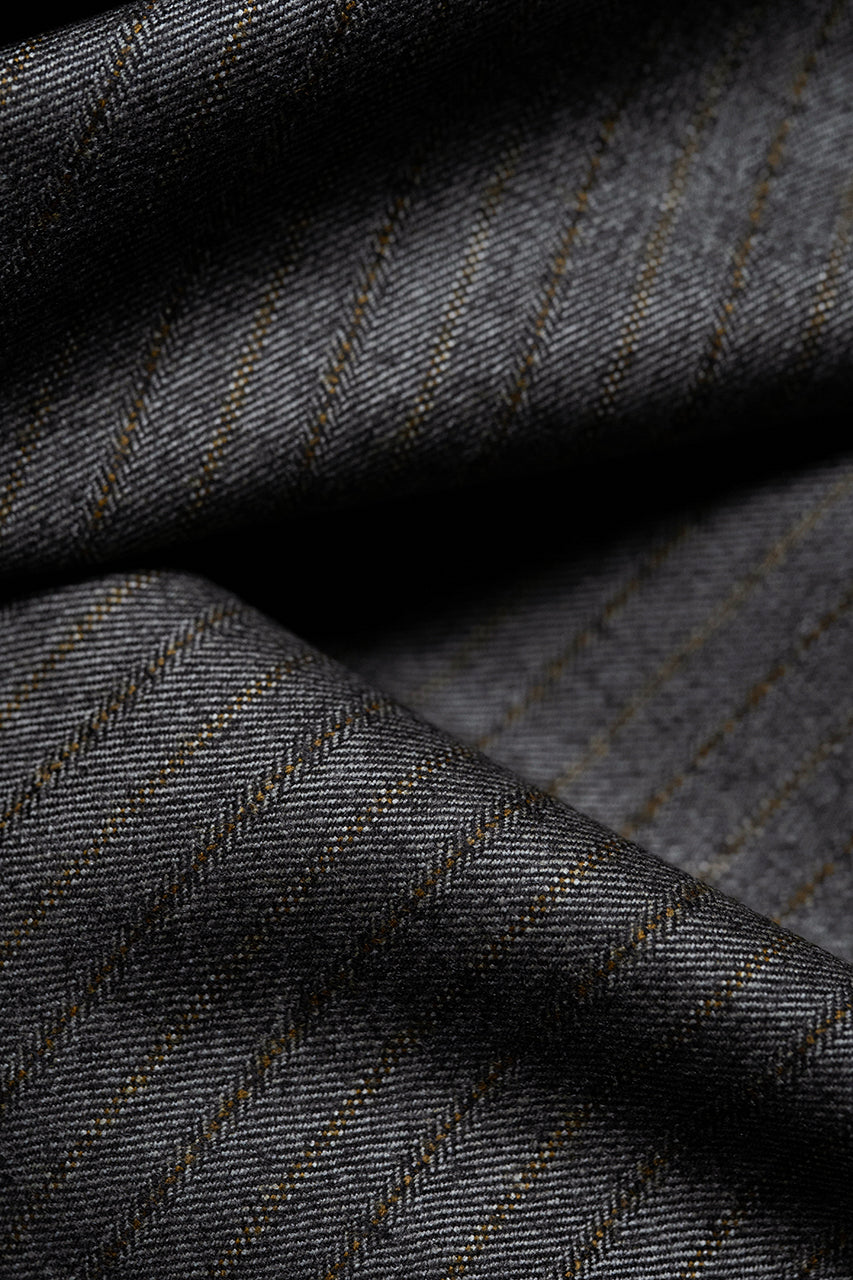 Brown Stripe Wool Suiting -1.8 Meters fabric with subtle stripes and texture.