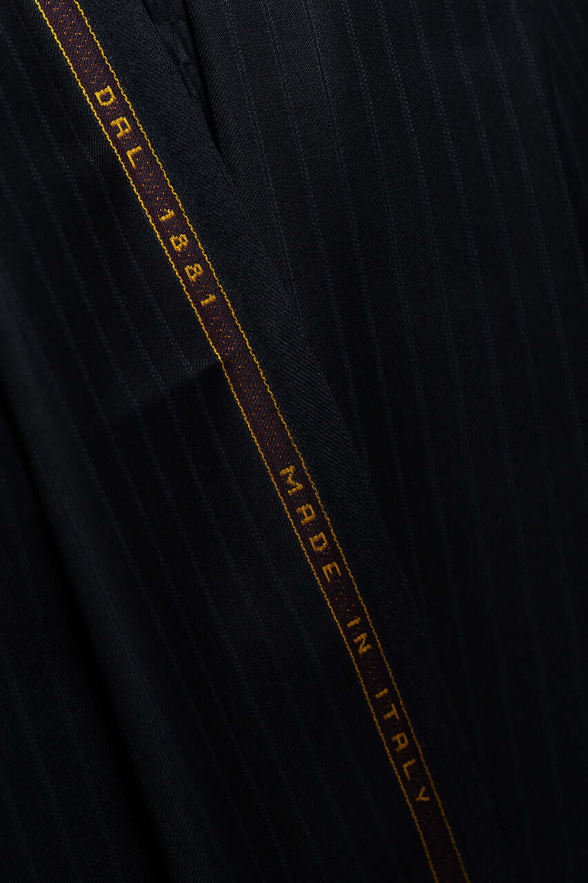 CERRUTI 1881 Winterissimo Black Wool Suiting with Blue Stripe -3.1 Meters - Yoo's Club