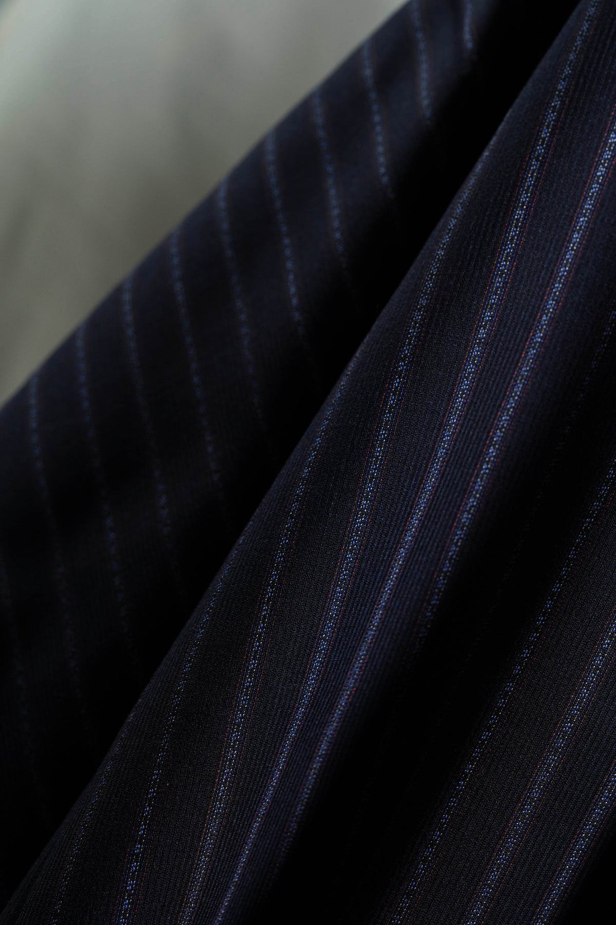 Dark Blue Stripe Worsted Wool Suiting Fabric - 3 Meters