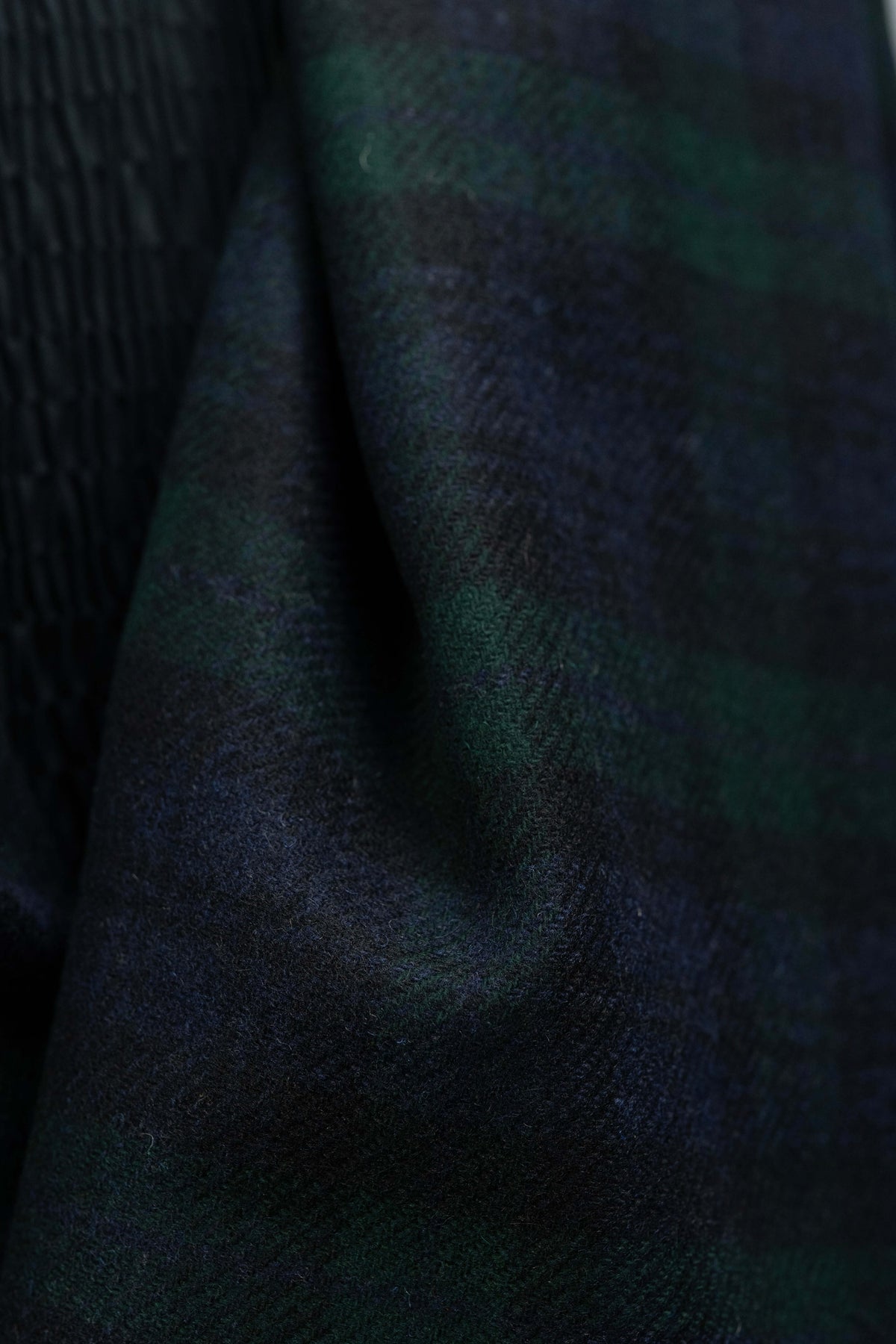 Dark Green Fancy Check  Wool Jacketing Fabric (V26089) -2 Meters - Yoo's Club