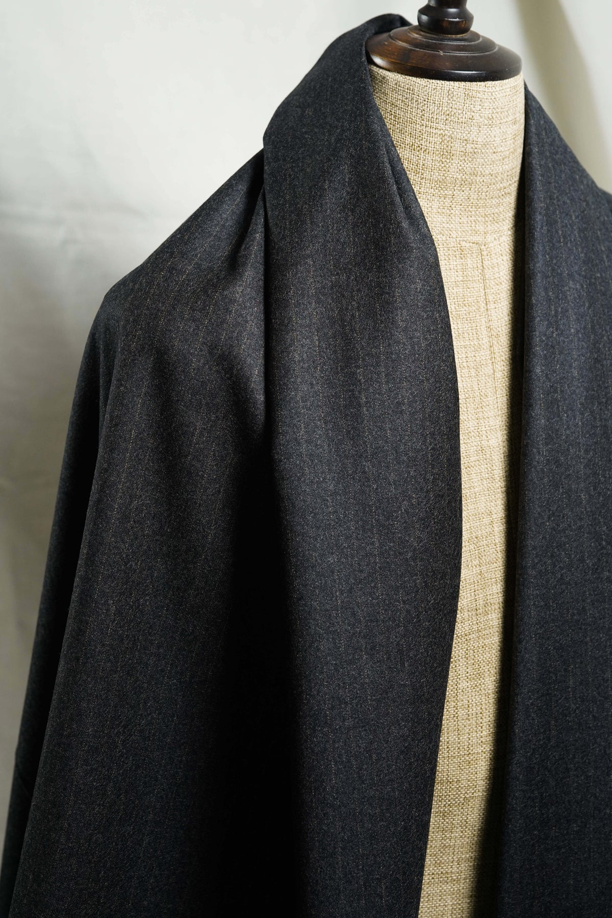 England Charcoal with Bronze Stripe Superfine Worsted Wool Flannel Fabric